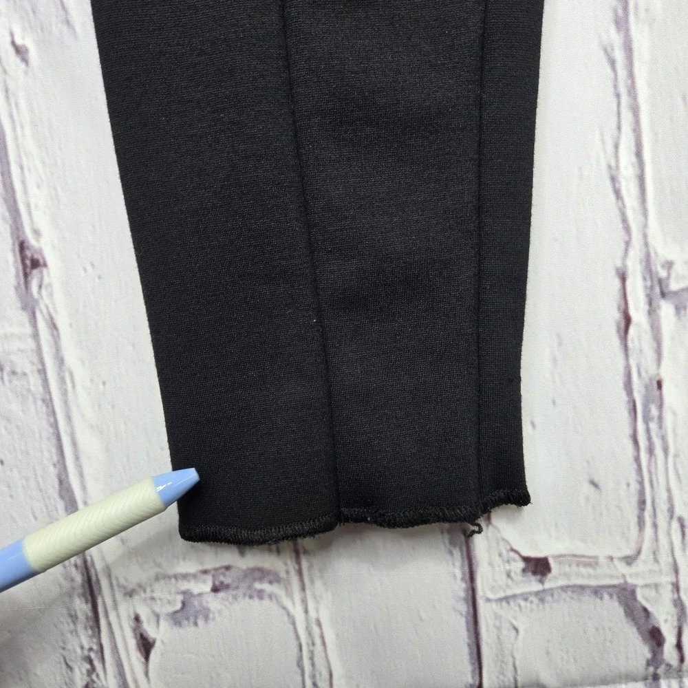 Black Linen Blend Pants Tapered Leg Mid-Rise Waist Casual Women Sz 10‎ Black